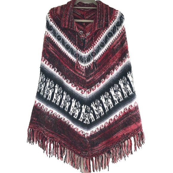 Fringed Bohemian Alpaca Poncho Handmade in Peru - Picture 1 of 11